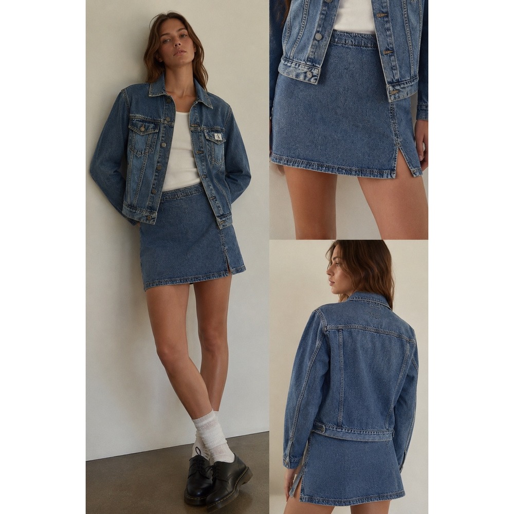 Vintage Xhilaration Denim Mini Skirt Y2K 90s A-Line‎ Side Zip Blue Size 11